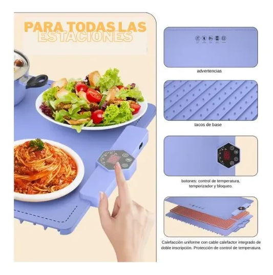 Pack 2 Tapete Silicona Calentador Comida Alimentos Encimera 60x38cm